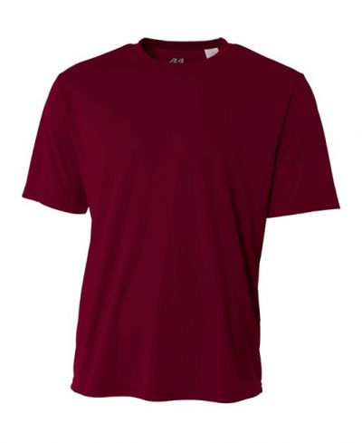 A4 NB3142 Youth Cooling Performance Crew Micro Poly Interlock Fabric - Maroon, 44+ UPF, Moisture Wicking, Stain Release (1 Piece)