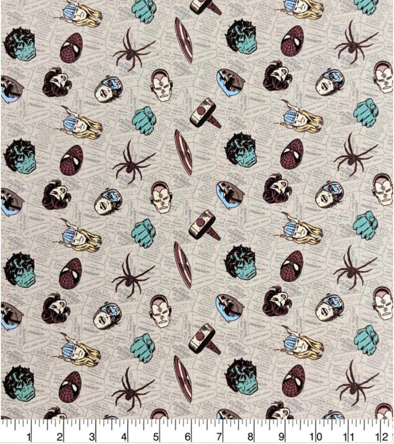 Knit Fabric Marvel Power Icons Stretchy 58" Wide