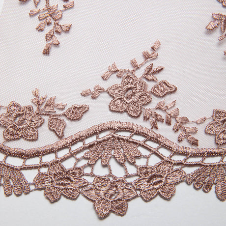 1 Yard Elegant Embroidered Lace Fabric with Delicate Floral Design 52" Wide