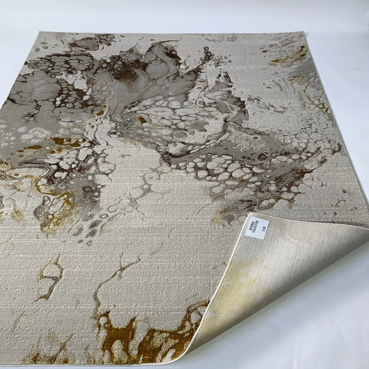 Maximus 188 Polyester Viscose Fabric - Abstract Color-Changing Flat Weave, Golden, 7'6" X 10'3", 5'3" X 7'5" (1 Rug)