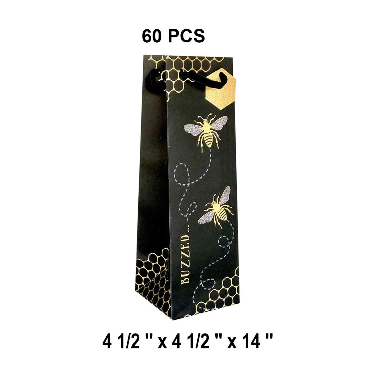 Patterned Wine Gift Bags   4 1/2" X 4 1/2" X 14"  Buzzed - 60 EACH
