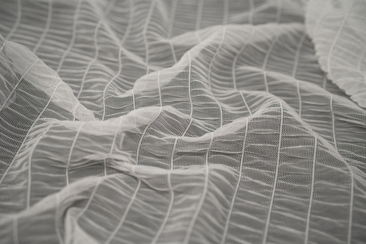 Melody Gathered Stretch Mesh Fabric - Polyester Spandex Fabric, Gathered Mesh, 58/60" Width (1 Yard)