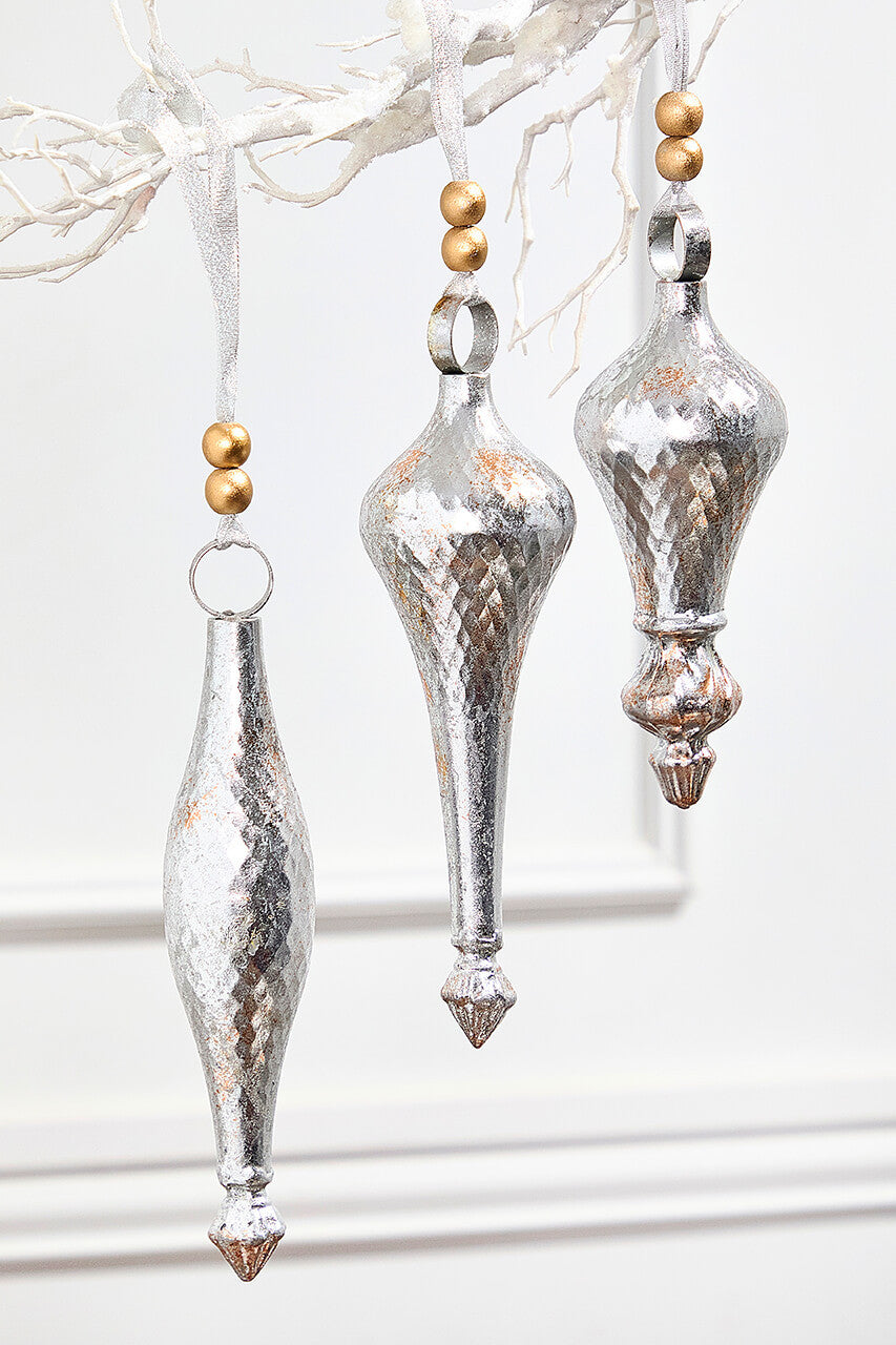 Metal Finial Ornament 12 Inch Hammered Christmas Decor