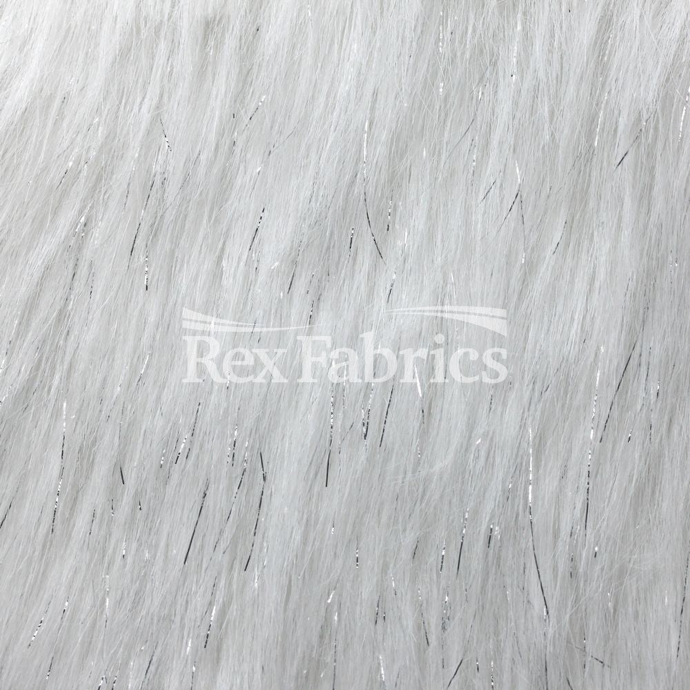 Metallic Fuzz Acrylic Poly Blend Fabric - Black or White, Faux Fur Texture, 61" Width (1 Yard)