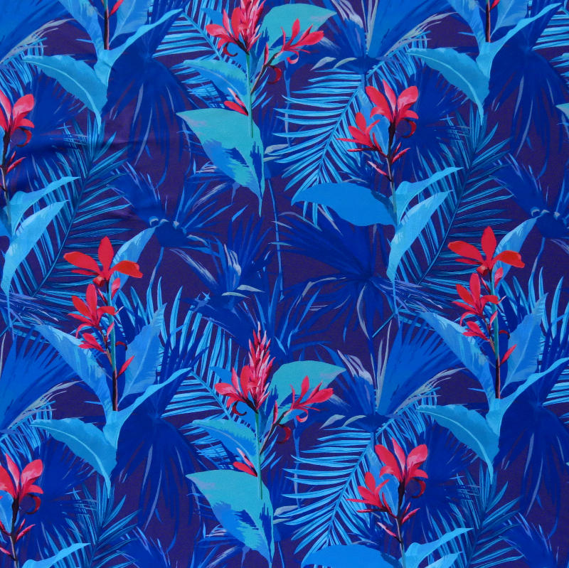 Swim Knit Nylon Spandex Midnight Tropical Print 4-Way Stretch UPF 50+