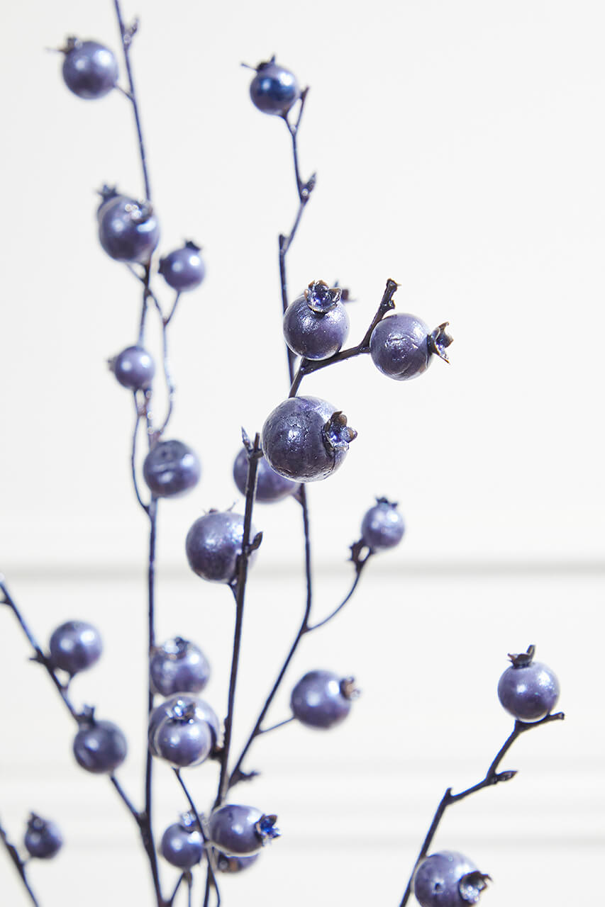 30” Metallic Navy Mini Pomegranate Christmas Spray