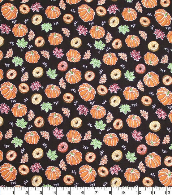 Quilting Cotton Mini Pumpkins and Donuts Harvest Fabric
