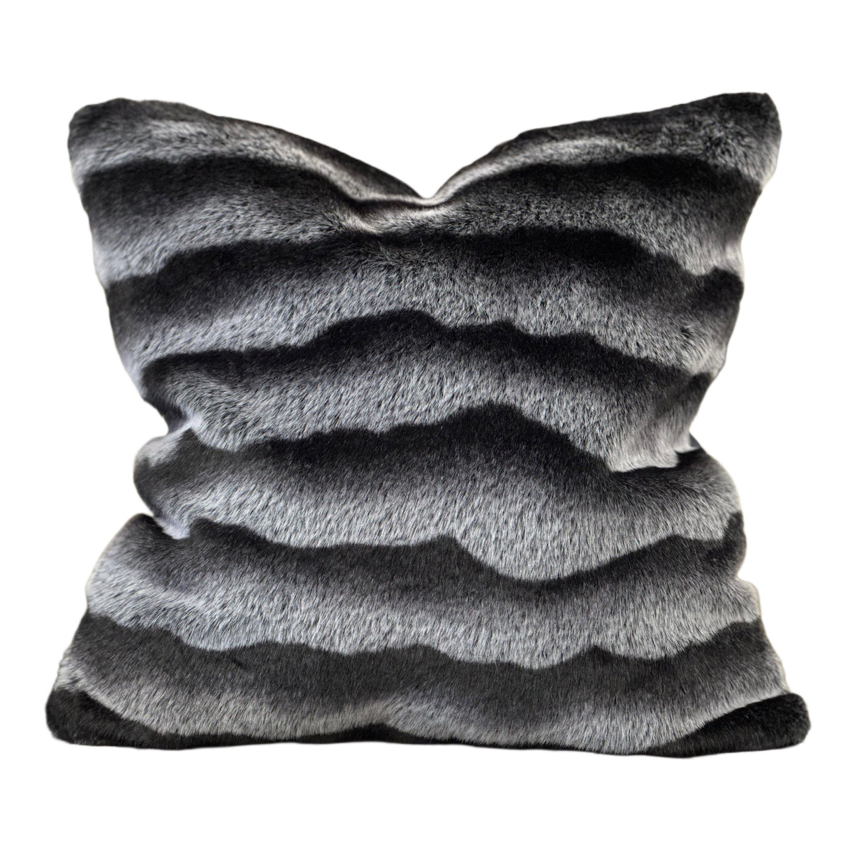 Soft Luxury Faux Mink Pillow - Faux Mink Fabric, Black Stripe, 20" X 20" (1 Pillow)