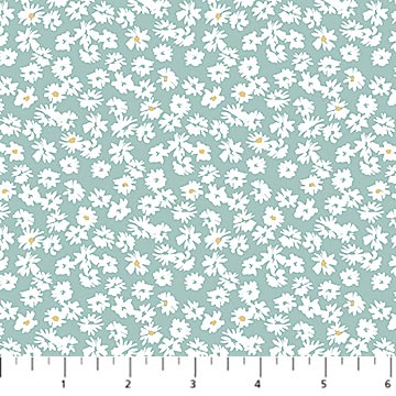 Cotton Fabric Mint Daisies Tender 44/45" Wide