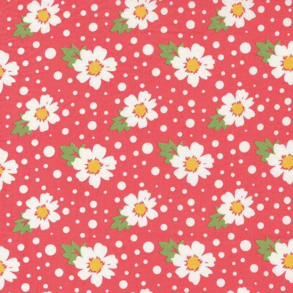 Quilting Cotton Zinnia Daisies in the Rain Flamingo Moda