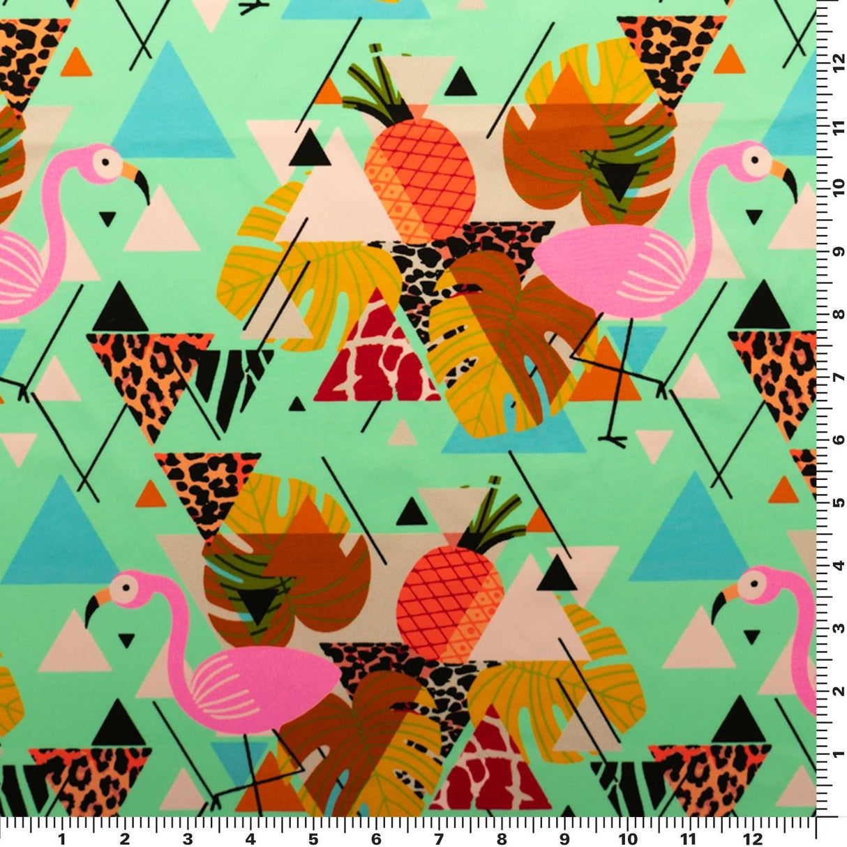 Printed Spandex Flamingo Lawn Fabric