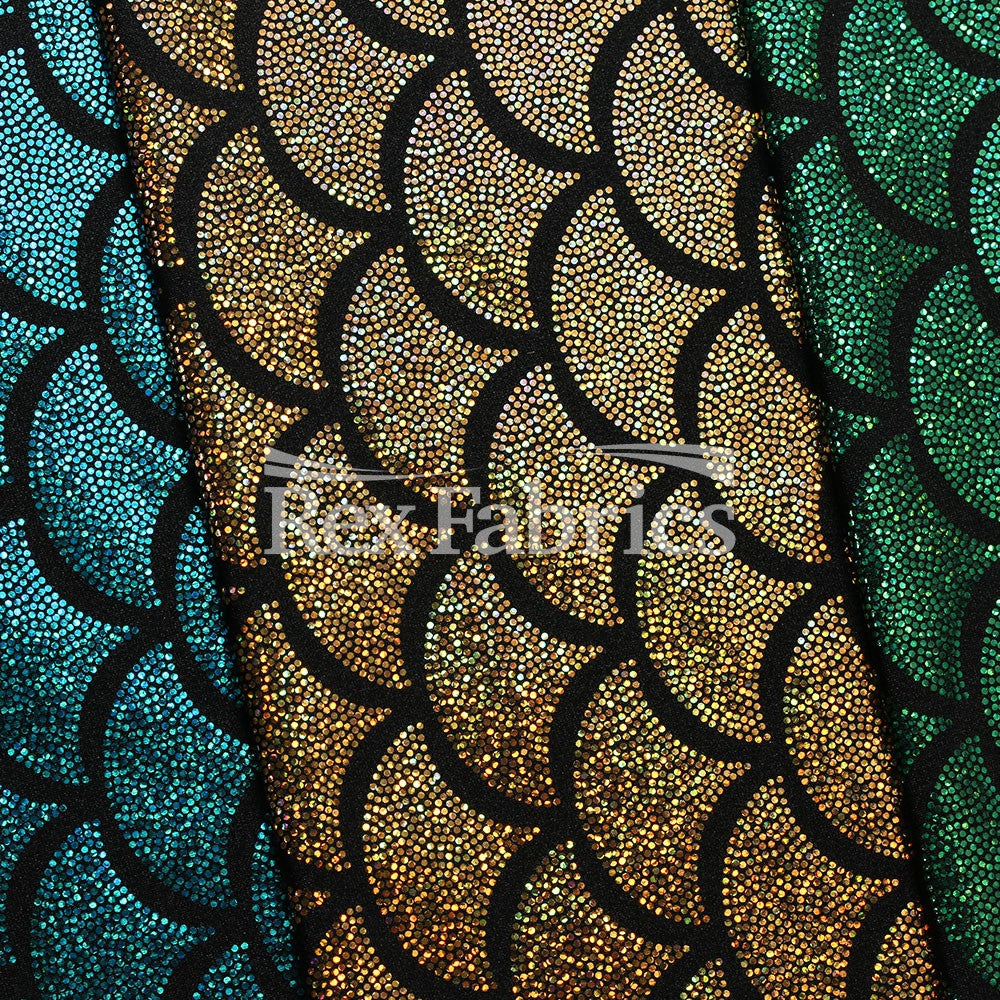 Monster Mermaid Nylon Spandex Fabric - Fish-Scale Hologram, 58-60" Width (1 Yard)