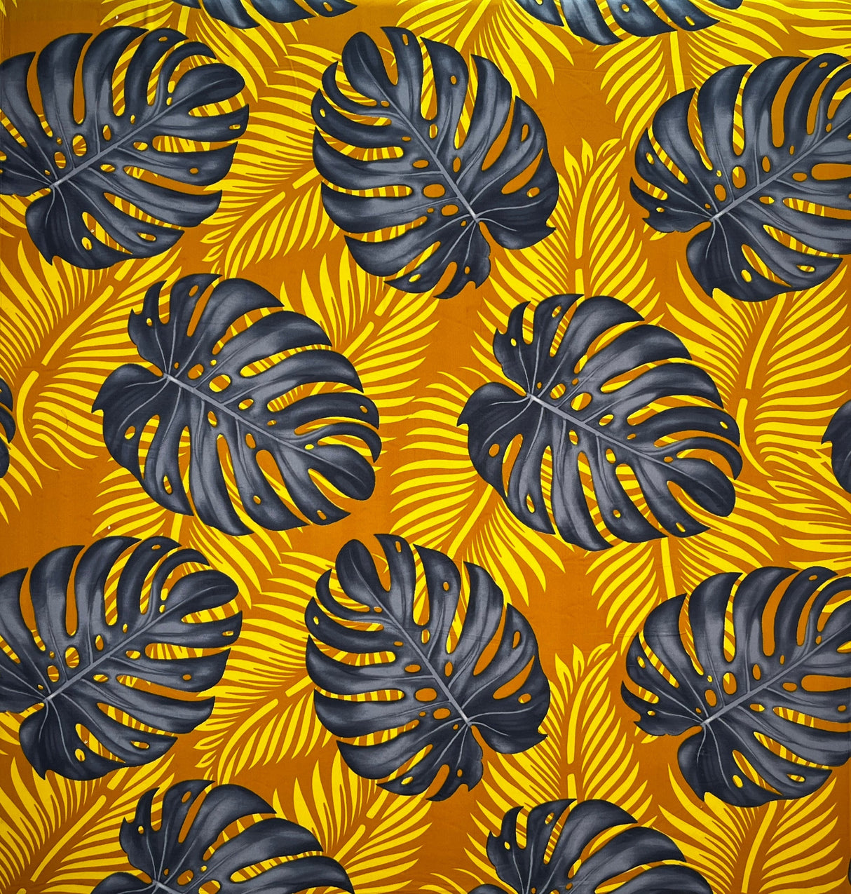 Monstera Dypsis Lutescens Leaves Peachskin Fabric - Purple And Green, 45" Width (1 Yard)