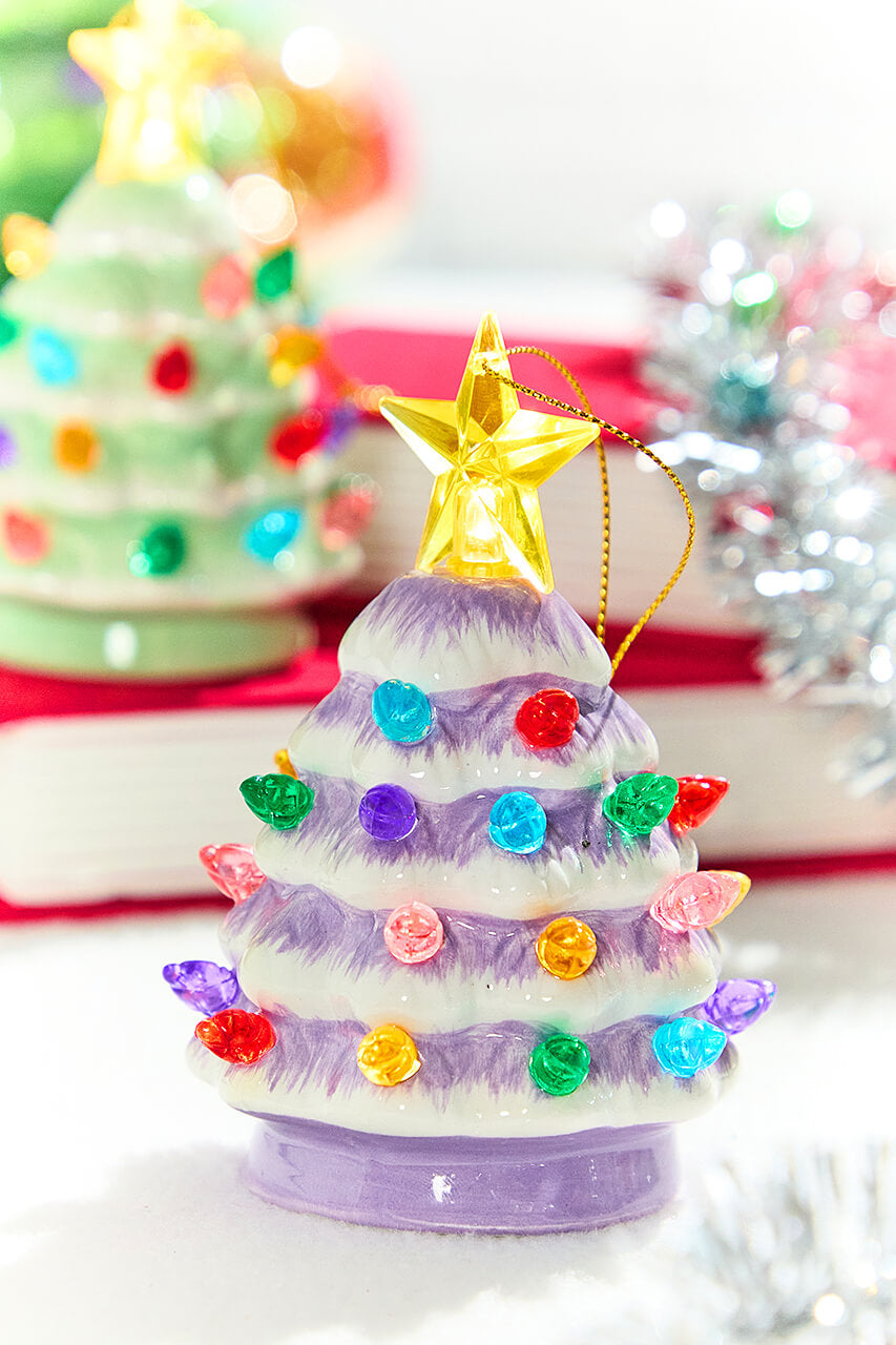 4" Mini Nostalgic Pastel Trees Ornaments, Assortment of 4