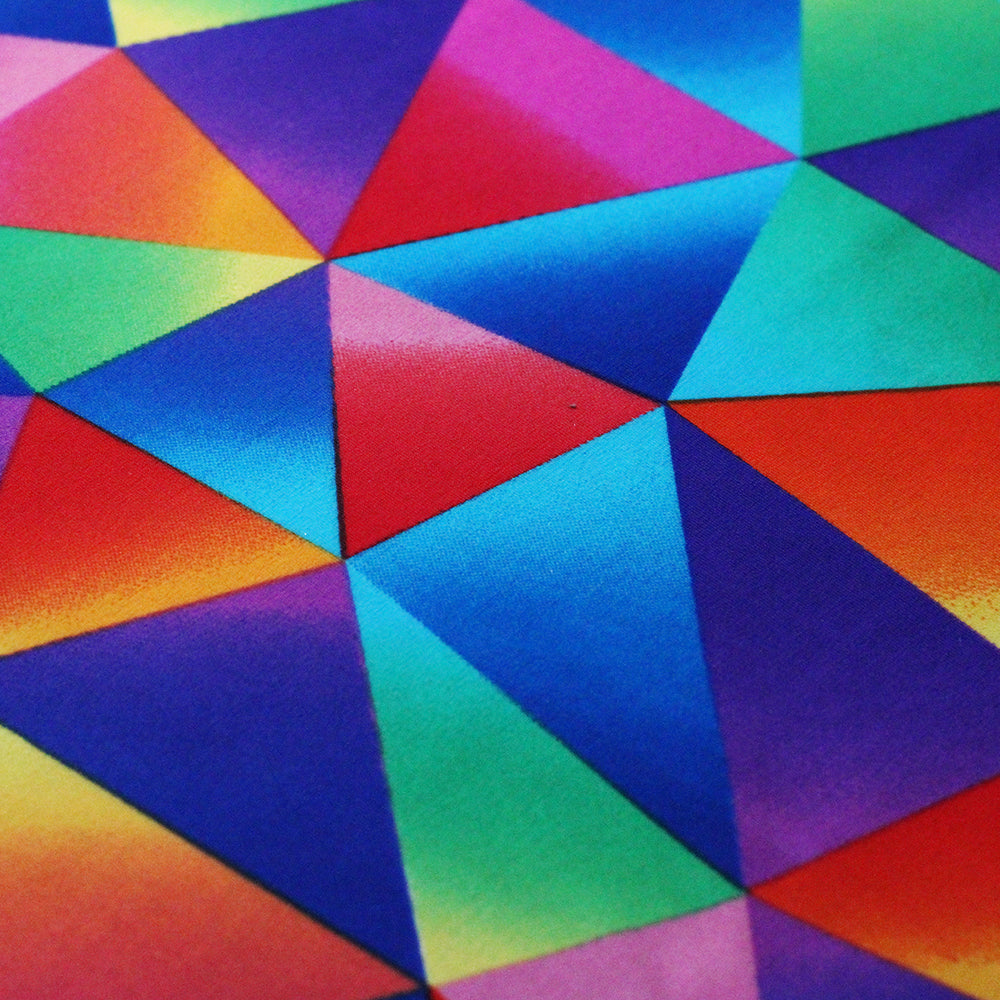 Rainbow Stone Nylon Spandex Fabric - Multi Gradient Rainbow Triangle, 58/60" Width (1 Yard)