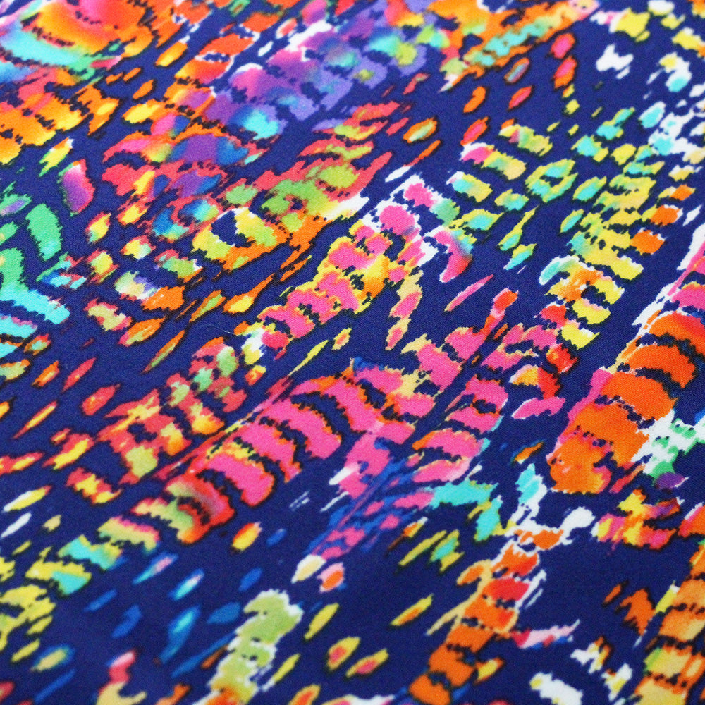 Feather Ikat Nylon Spandex Fabric - Multicolor Feather Pattern, 58/60" Width (1 Yard)