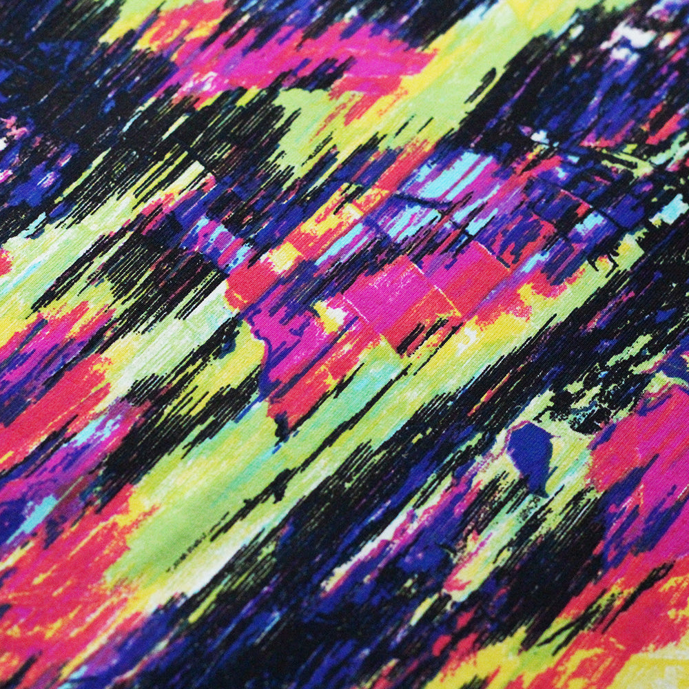 Optic Blaze Nylon Spandex Fabric - Multi Striped Pattern, 58/60" Width (1 Yard)