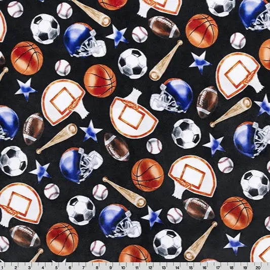 Black Sports Digital Cuddle Fabric
