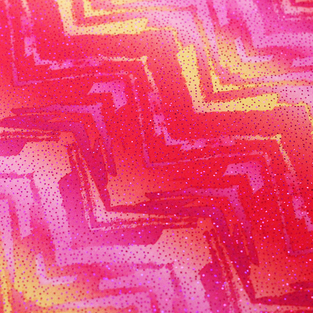 Core Layers Polyester Spandex Fabric - Multi Chevron Print, 58/60" Width (1 Yard)