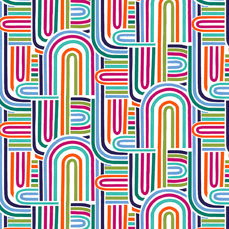 Cotton Print Multi Mingle Arch Geo Fabric 44/45"