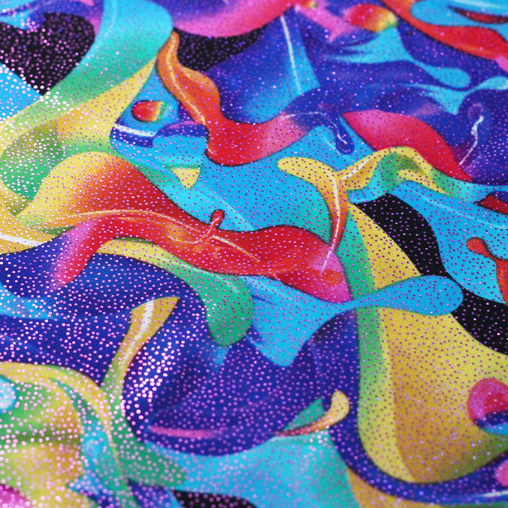 Bubblelicious Nylon Spandex Fabric - Multicolor Paint Print, Foil Or Non-Foil, 58/60" Width (1 Yard)