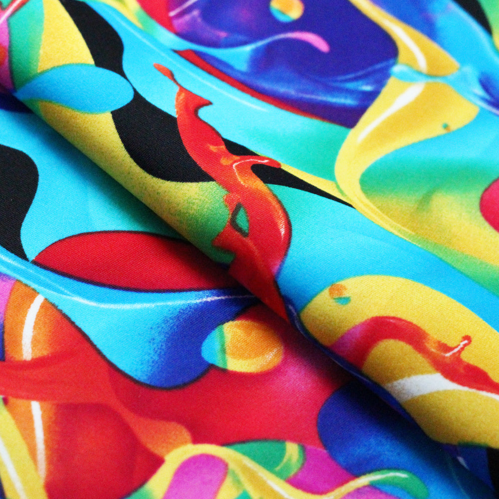 Bubblelicious Nylon Spandex Fabric - Multicolor Paint Print, Foil Or Non-Foil, 58/60" Width (1 Yard)