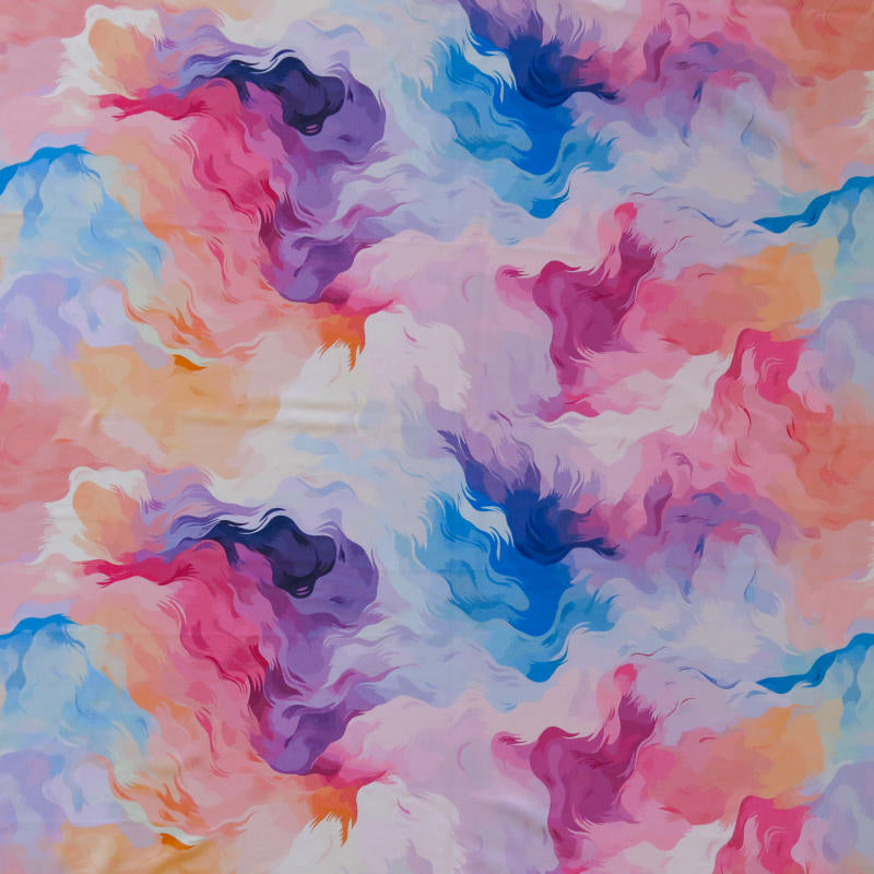 Swim Knit Poly Spandex Multicolor Abstract Waves