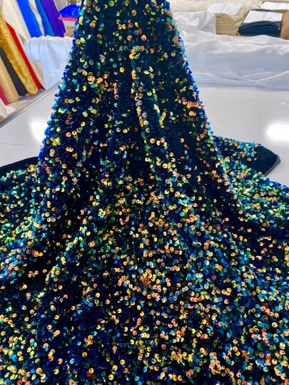 Sequin on Velvet Stretch Fabric
