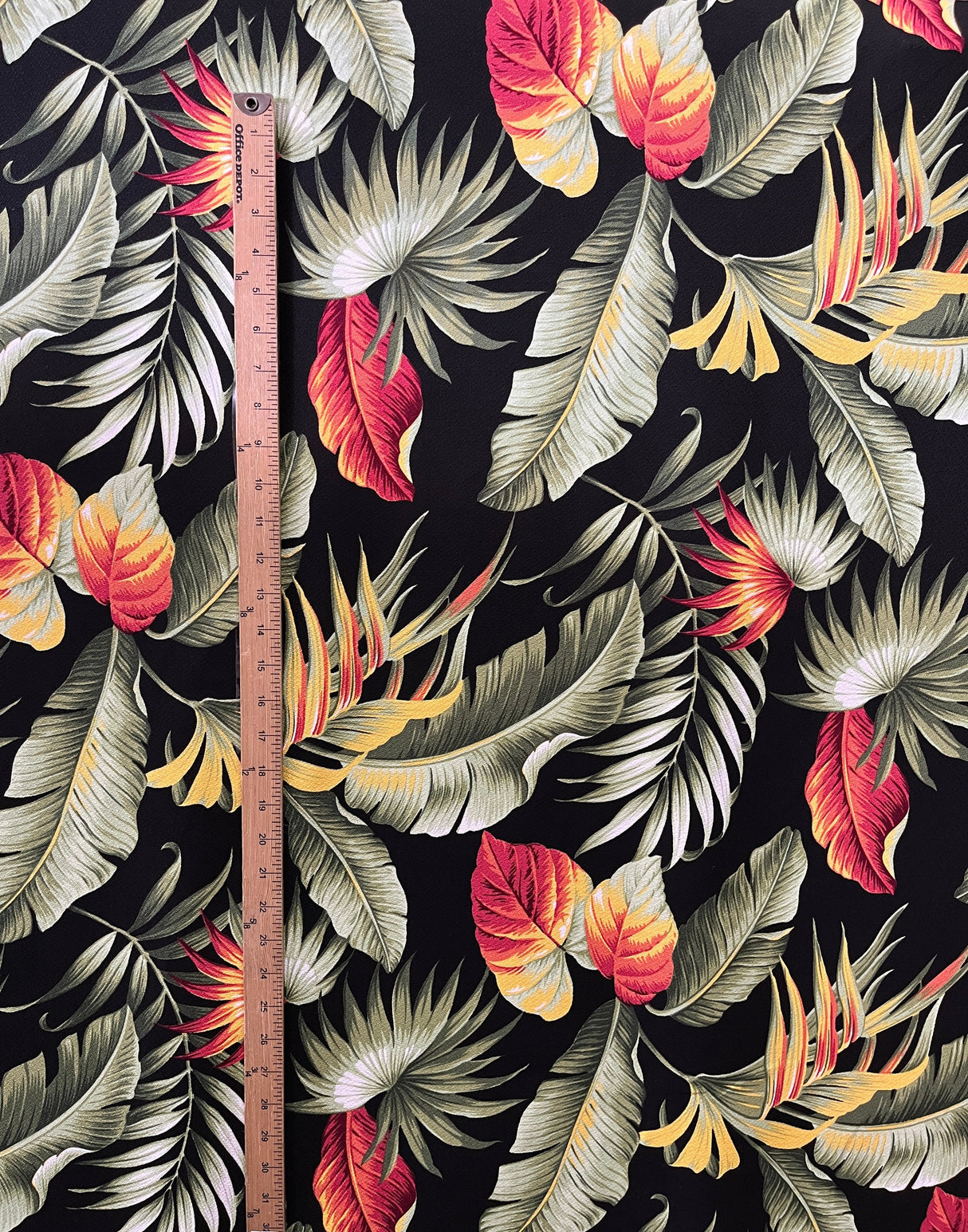 Multicolor Palm Leaves Upholstery Cotton Fabric - Black And White Palm Leaves, 56"-58" Width (1 Yard)