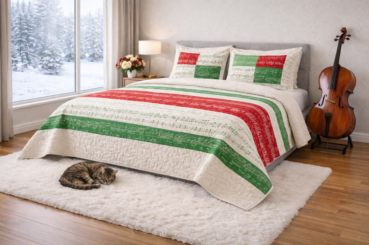 Quilting Cotton Classic Christmas Sheet Music Red Riley Blake Designs