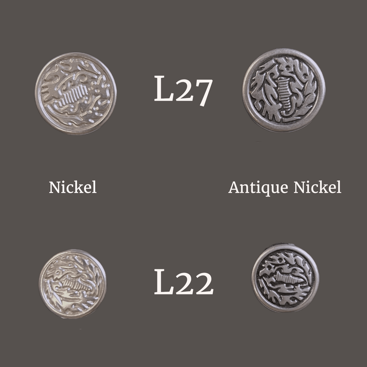 Jeans Buttons Design Button And Nail Fabric - Antique Nickel/Nickel, L22/L27