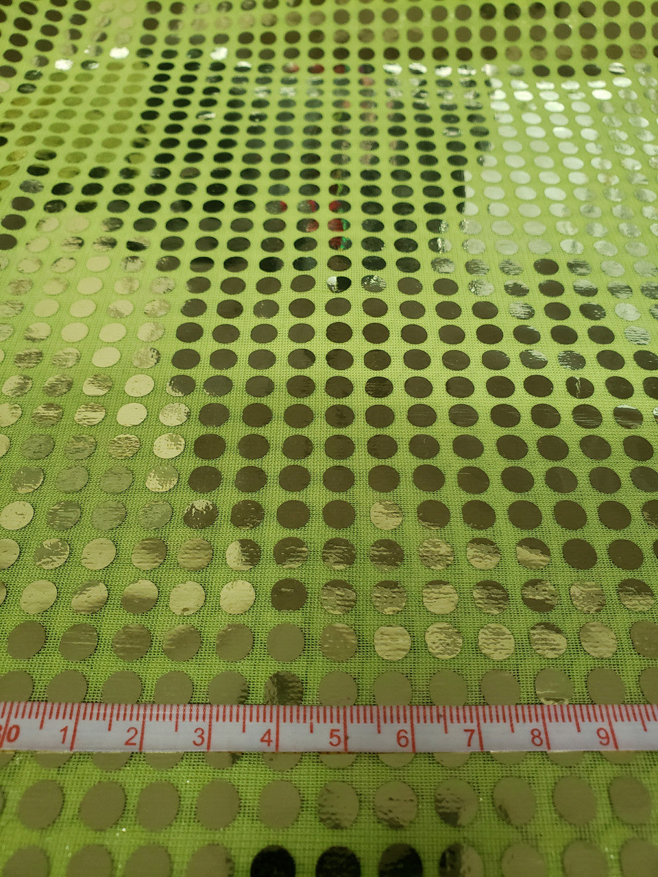 Apple Green 6Mm Shiny Trans On Mechanical Stretch Chiffon Matte Jersey Fabric - Apple Green, Shiny Sequins, 56"-58" Width