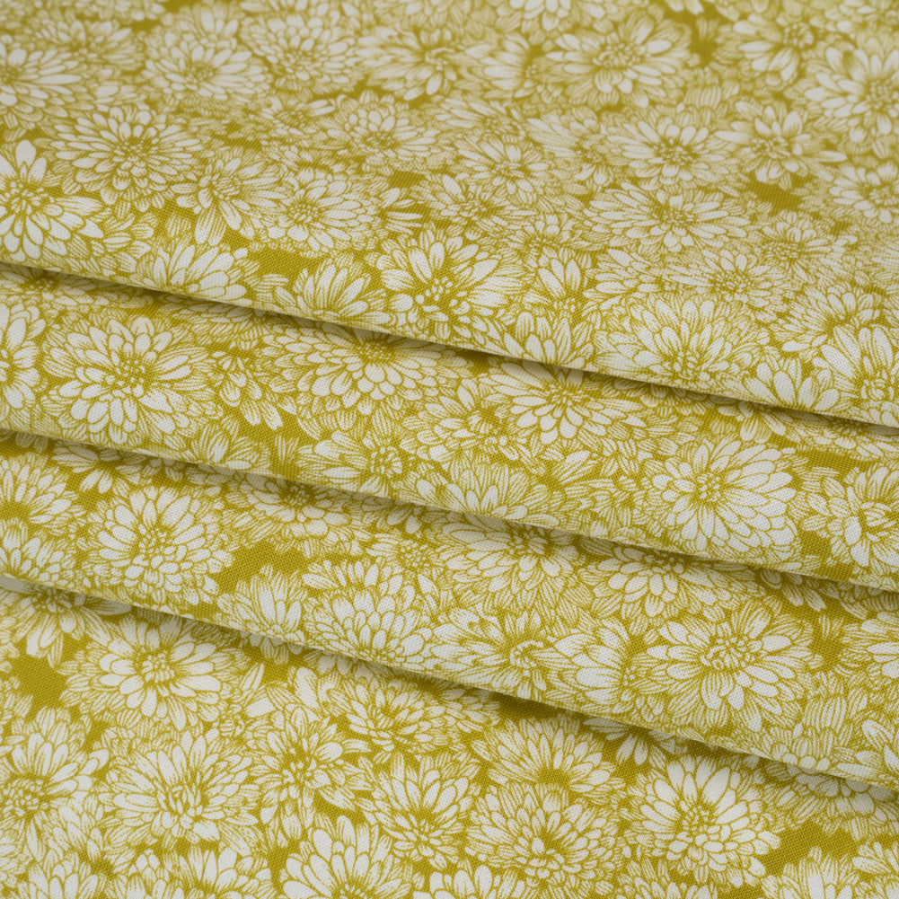 Printed Quilting Cotton by Anna Maria Textiles for Northcott - Golden Mums Floral - Indelible Collection