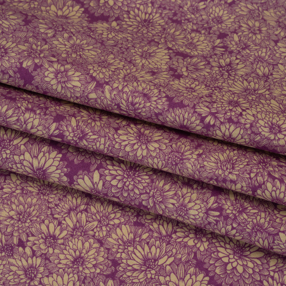 Printed Quilting Cotton by Anna Maria Textiles for Northcott - Mauve Mums Floral - Indelible Collection