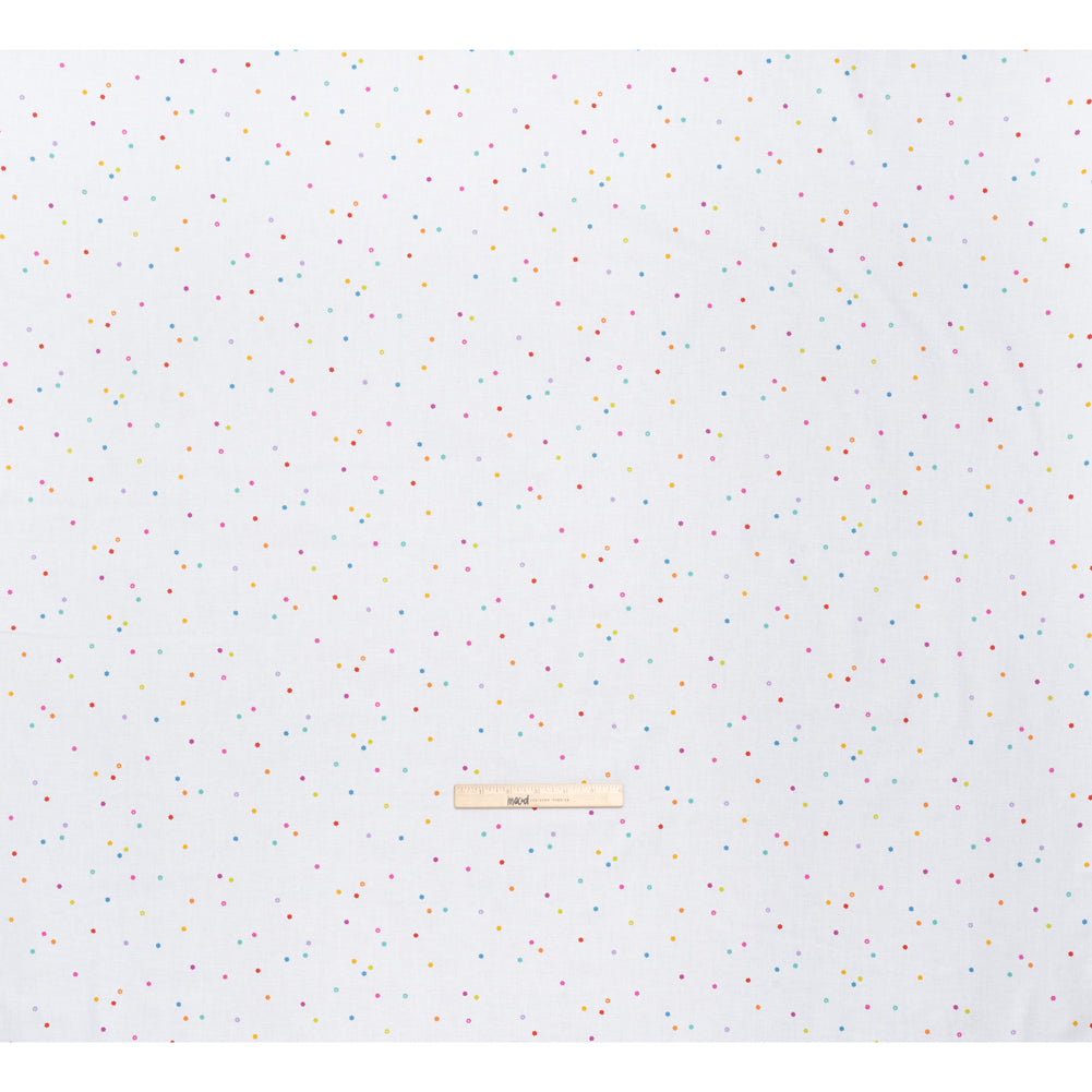 Printed Quilting Cotton by Ghazal Razavi for FIGO Studio - White and Rainbow Flowers - Seasons Basics Collection