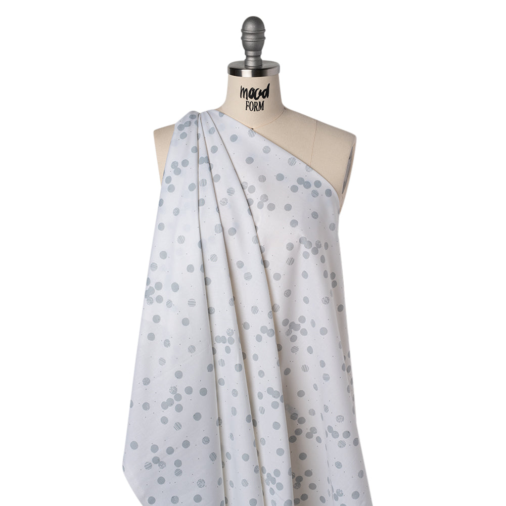 Printed Quilting Cotton by Ghazal Razavi for FIGO Studio - White Snow Textured Circles and Spots - Seasons Basics Collection