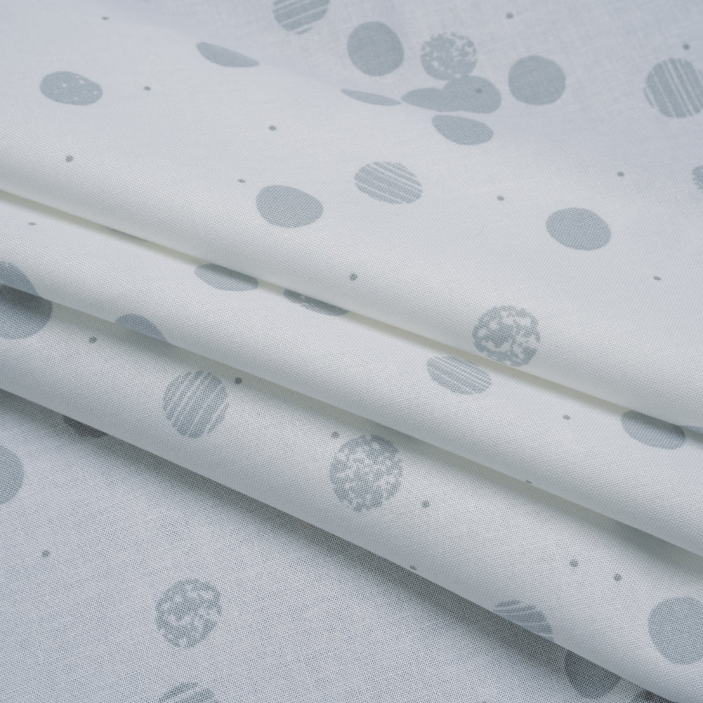Printed Quilting Cotton by Ghazal Razavi for FIGO Studio - White Snow Textured Circles and Spots - Seasons Basics Collection