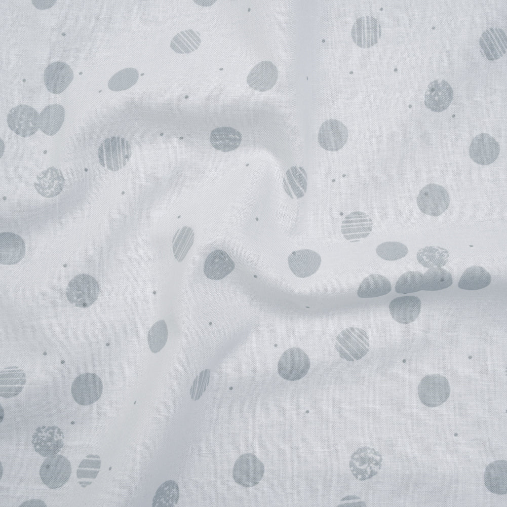 Printed Quilting Cotton by Ghazal Razavi for FIGO Studio - White Snow Textured Circles and Spots - Seasons Basics Collection
