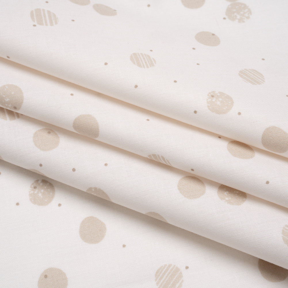 Printed Quilting Cotton by Ghazal Razavi for FIGO Studio - Cream Snow Textured Circles and Spots - Seasons Basics Collection