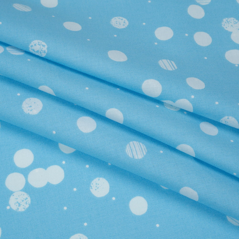 Printed Quilting Cotton by Ghazal Razavi for FIGO Studio - Blue Snow Textured Circles and Spots - Seasons Basics Collection