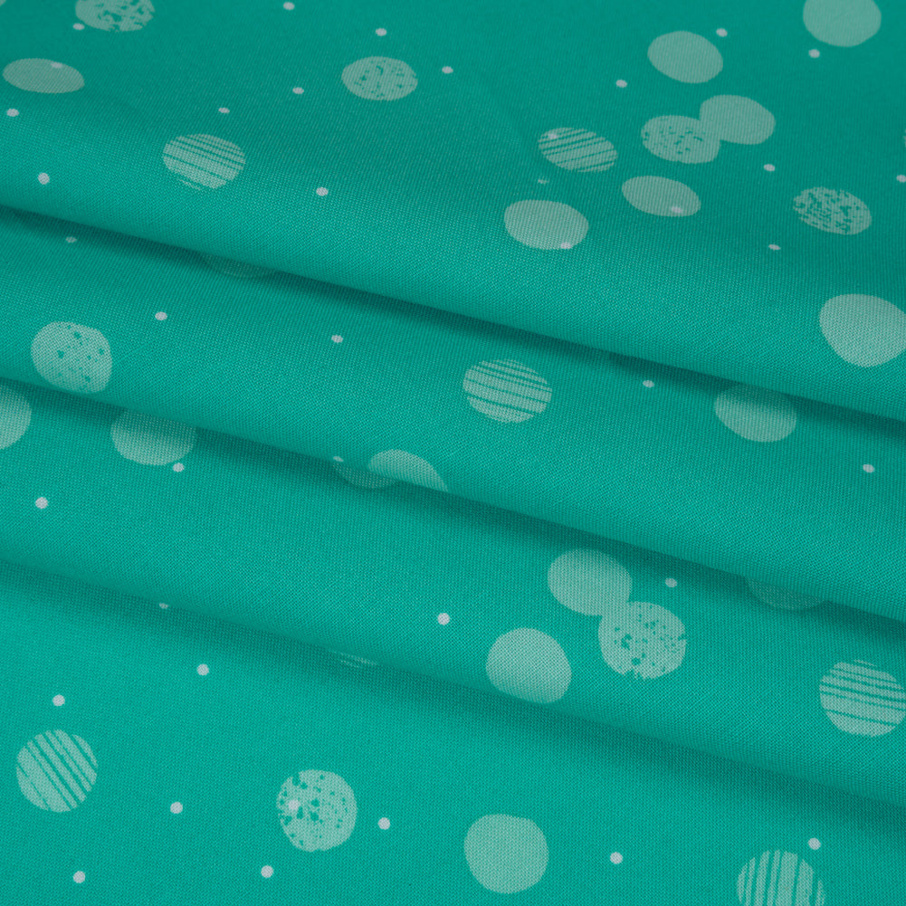 Printed Quilting Cotton by Ghazal Razavi for FIGO Studio - Mint Snow Textured Circles and Spots - Seasons Basics Collection