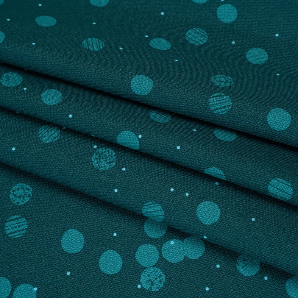 Printed Quilting Cotton by Ghazal Razavi for FIGO Studio - Teal Snow Textured Circles and Spots - Seasons Basics Collection