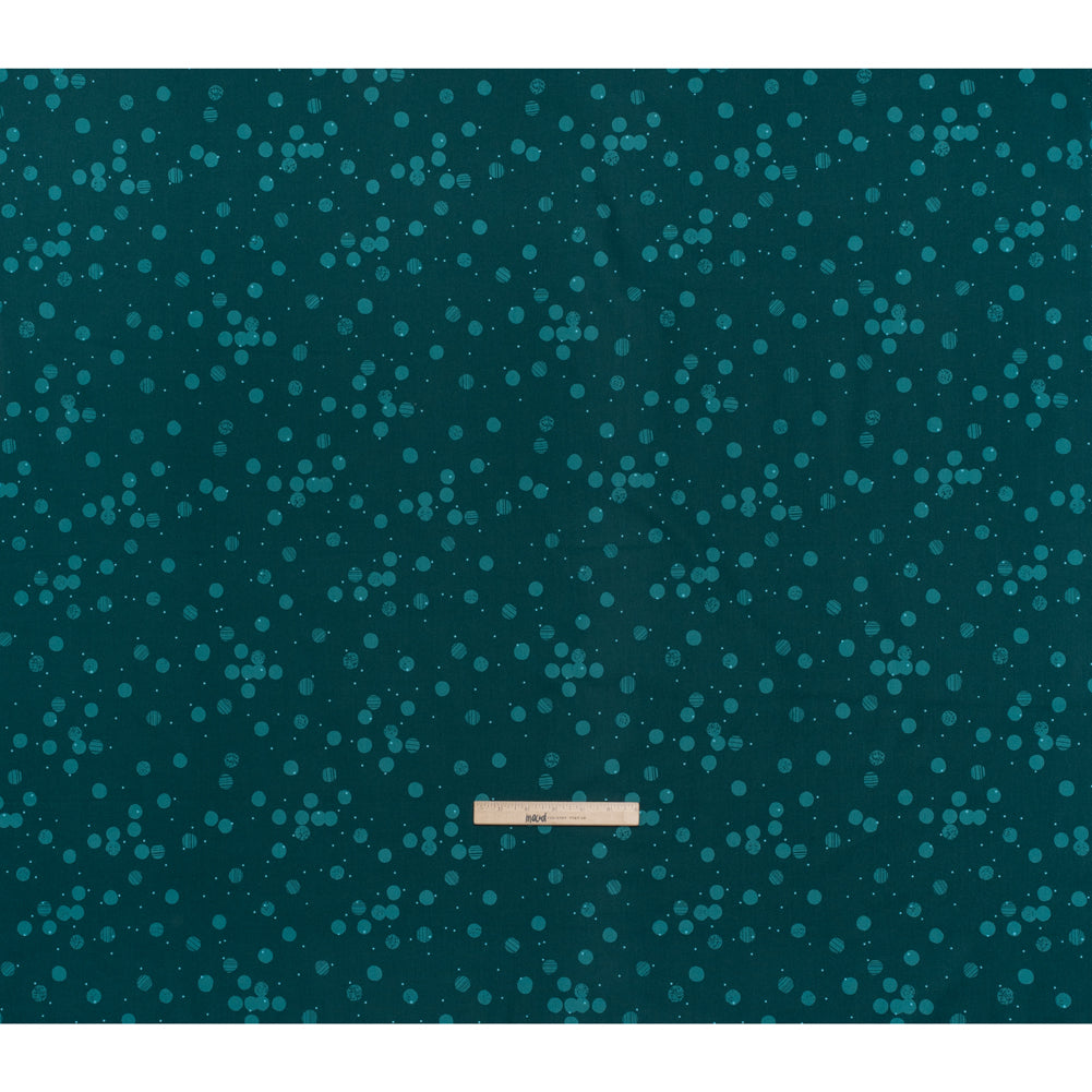 Printed Quilting Cotton by Ghazal Razavi for FIGO Studio - Teal Snow Textured Circles and Spots - Seasons Basics Collection