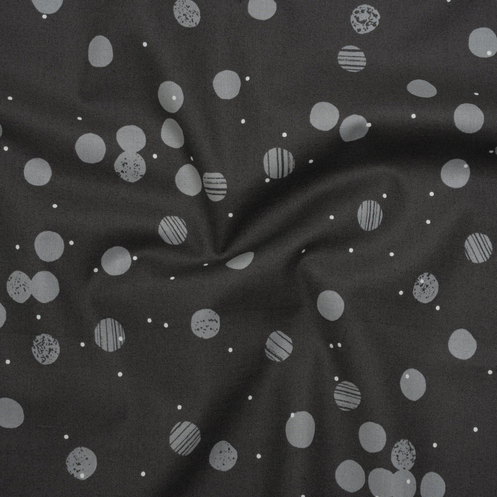 Printed Quilting Cotton by Ghazal Razavi for FIGO Studio - Gray Snow Textured Circles and Spots - Seasons Basics Collection