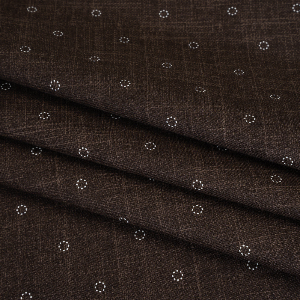 Printed Quilting Cotton by Ghazal Razavi for FIGO Studio - Brown Stitches Circles - Stash Collection