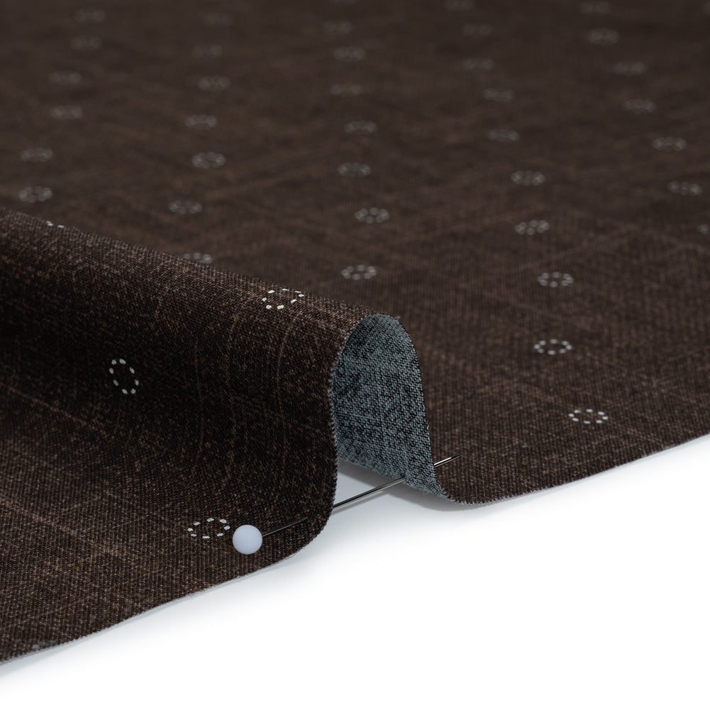 Printed Quilting Cotton by Ghazal Razavi for FIGO Studio - Brown Stitches Circles - Stash Collection