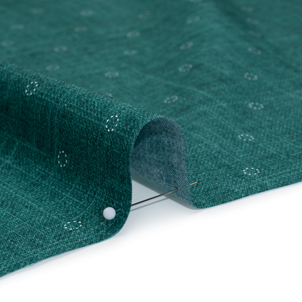 Printed Quilting Cotton by Ghazal Razavi for FIGO Studio - Teal Stitches Circles - Stash Collection