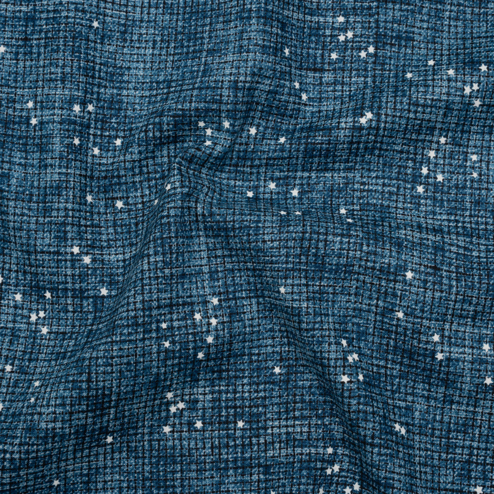 Printed Quilting Cotton by Ghazal Razavi for FIGO Studio - Blue Checks and Stars - Stash Collection