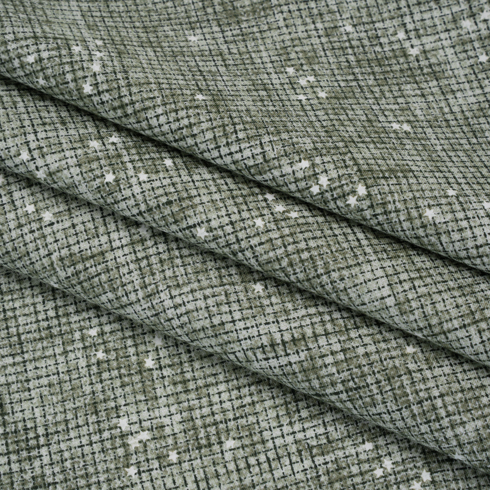 Printed Quilting Cotton by Ghazal Razavi for FIGO Studio - Sage Checks and Stars - Stash Collection
