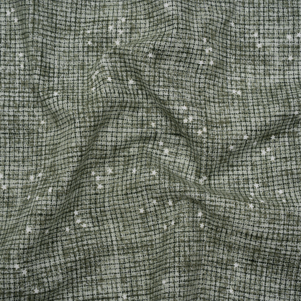 Printed Quilting Cotton by Ghazal Razavi for FIGO Studio - Sage Checks and Stars - Stash Collection